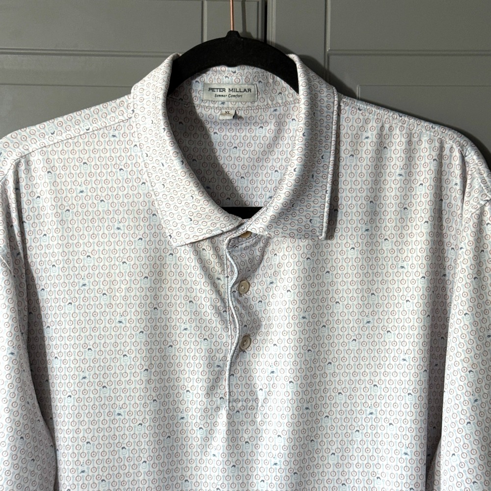 PETER MILLAR x Cove Club Still Song Banjo Performance Golf Polo,‎ White,XL